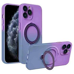 For iPhone 11 Pro Max MagSafe Holder Gradient TPU Phone Case(Deep Purple Gray)