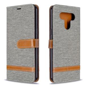 For LG K51 Color Matching Denim Texture Horizontal Flip Leather Case with Holder & Card Slots & Wallet & Lanyard(Grey)