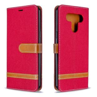For LG K51 Color Matching Denim Texture Horizontal Flip Leather Case with Holder & Card Slots & Wallet & Lanyard(Red)