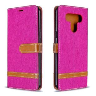 For LG K51 Color Matching Denim Texture Horizontal Flip Leather Case with Holder & Card Slots & Wallet & Lanyard(Rose Red)