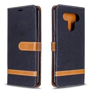 For LG K51 Color Matching Denim Texture Horizontal Flip Leather Case with Holder & Card Slots & Wallet & Lanyard(Black)