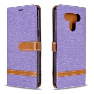 For LG K51 Color Matching Denim Texture Horizontal Flip Leather Case with Holder & Card Slots & Wallet & Lanyard(Purple)