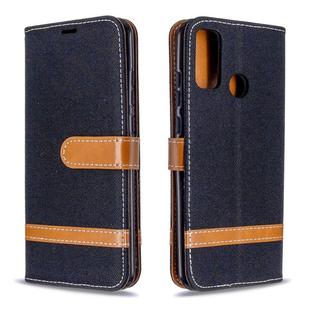 For Huawei P Smart (2020) Color Matching Denim Texture Horizontal Flip Leather Case with Holder & Card Slots & Wallet & Lanyard(Black)