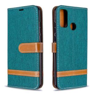 For Huawei P Smart (2020) Color Matching Denim Texture Horizontal Flip Leather Case with Holder & Card Slots & Wallet & Lanyard(Green)