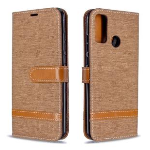 For Huawei P Smart (2020) Color Matching Denim Texture Horizontal Flip Leather Case with Holder & Card Slots & Wallet & Lanyard(Brown)