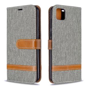 For Huawei Y5P / Honor 9S Color Matching Denim Texture Horizontal Flip Leather Case with Holder & Card Slots & Wallet & Lanyard(Grey)