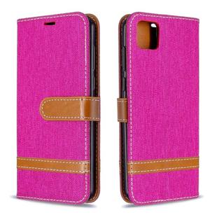 For Huawei Y5P / Honor 9S Color Matching Denim Texture Horizontal Flip Leather Case with Holder & Card Slots & Wallet & Lanyard(Rose Red)