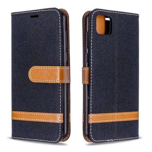 For Huawei Y5P / Honor 9S Color Matching Denim Texture Horizontal Flip Leather Case with Holder & Card Slots & Wallet & Lanyard(Black)
