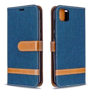 For Huawei Y5P / Honor 9S Color Matching Denim Texture Horizontal Flip Leather Case with Holder & Card Slots & Wallet & Lanyard(Navy Blue)