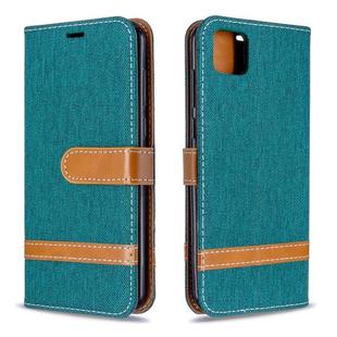 For Huawei Y5P / Honor 9S Color Matching Denim Texture Horizontal Flip Leather Case with Holder & Card Slots & Wallet & Lanyard(Green)