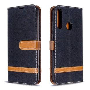 For Huawei Y6P Color Matching Denim Texture Horizontal Flip Leather Case with Holder & Card Slots & Wallet & Lanyard(Black)