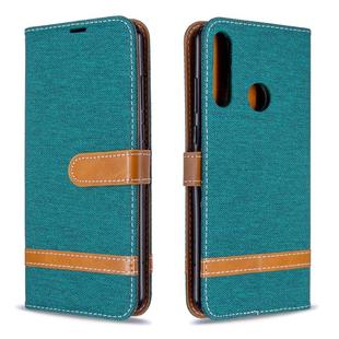 For Huawei Y6P Color Matching Denim Texture Horizontal Flip Leather Case with Holder & Card Slots & Wallet & Lanyard(Green)