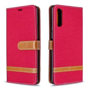 For Sony Xperia L4 Color Matching Denim Texture Horizontal Flip Leather Case with Holder & Card Slots & Wallet & Lanyard(Red)