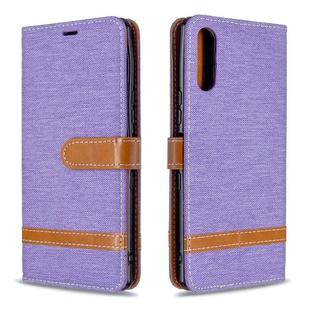 For Sony Xperia L4 Color Matching Denim Texture Horizontal Flip Leather Case with Holder & Card Slots & Wallet & Lanyard(Purple)