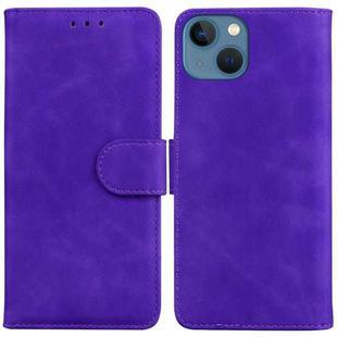 For iPhone 15 Skin Feel Pure Color Flip Leather Phone Case(Purple)