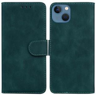 For iPhone 15 Skin Feel Pure Color Flip Leather Phone Case(Green)