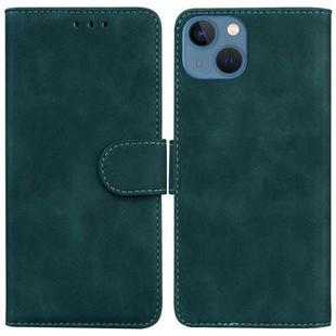 For iPhone 15 Plus Skin Feel Pure Color Flip Leather Phone Case(Green)