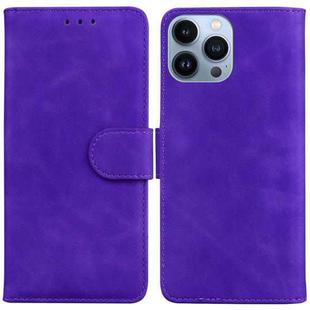 For iPhone 15 Pro Skin Feel Pure Color Flip Leather Phone Case(Purple)