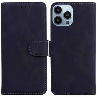 For iPhone 15 Pro Skin Feel Pure Color Flip Leather Phone Case(Black)