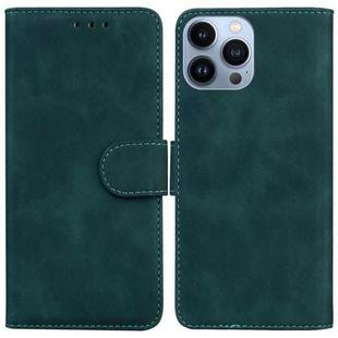 For iPhone 15 Pro Max Skin Feel Pure Color Flip Leather Phone Case(Green)