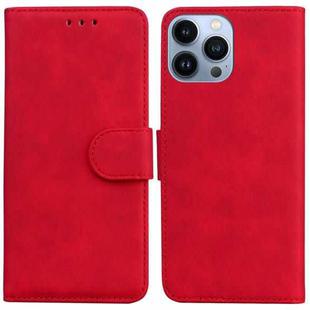 For iPhone 15 Pro Max Skin Feel Pure Color Flip Leather Phone Case(Red)