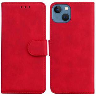 For iPhone 14 Plus Skin Feel Pure Color Flip Leather Phone Case(Red)