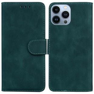 For iPhone 14 Pro Skin Feel Pure Color Flip Leather Phone Case(Green)