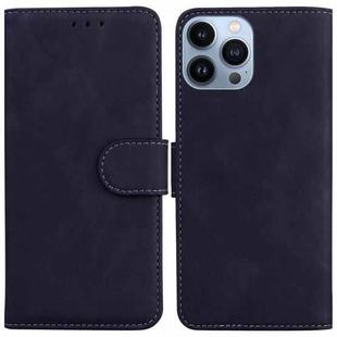 For iPhone 14 Pro Skin Feel Pure Color Flip Leather Phone Case(Black)