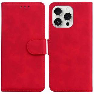 For iPhone 16 Pro Max Skin Feel Pure Color Flip Leather Phone Case(Red)