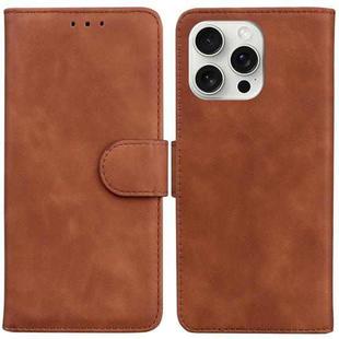 For iPhone 16 Pro Max Skin Feel Pure Color Flip Leather Phone Case(Brown)