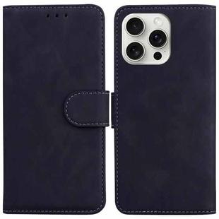 For iPhone 16 Pro Skin Feel Pure Color Flip Leather Phone Case(Black)