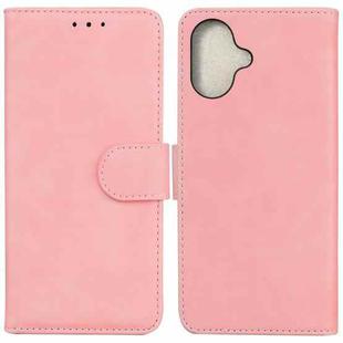 For iPhone 16 Plus Skin Feel Pure Color Flip Leather Phone Case(Pink)