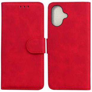 For iPhone 16 Skin Feel Pure Color Flip Leather Phone Case(Red)