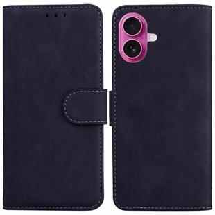 For iPhone 17 Skin Feel Pure Color Flip Leather Phone Case(Black)