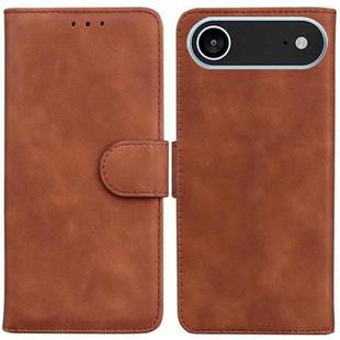 For iPhone 17 Air Skin Feel Pure Color Flip Leather Phone Case(Brown)
