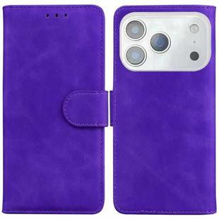 For iPhone 17 Pro Max Skin Feel Pure Color Flip Leather Phone Case(Purple)