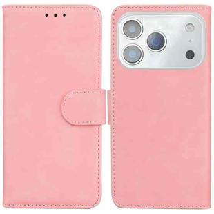 For iPhone 17 Pro Max Skin Feel Pure Color Flip Leather Phone Case(Pink)