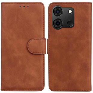 For Infinix Smart 7 India / 7 Plus Skin Feel Pure Color Flip Leather Phone Case(Brown)