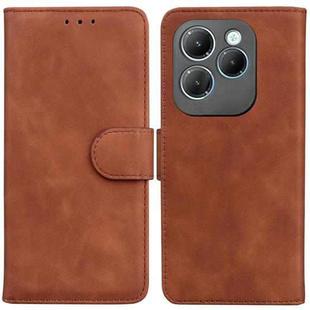 For Infinix Hot 40 / 40 Pro Skin Feel Pure Color Flip Leather Phone Case(Brown)