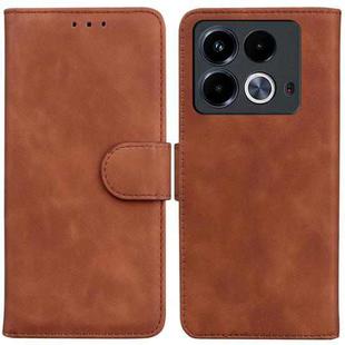 For Infinix Note 40 4G Skin Feel Pure Color Flip Leather Phone Case(Brown)