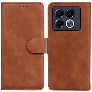 For Infinix Note 40 5G Skin Feel Pure Color Flip Leather Phone Case(Brown)