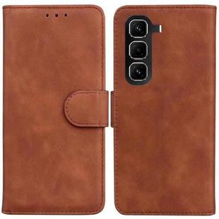 For Infinix Hot 50 Pro+ 4G Skin Feel Pure Color Flip Leather Phone Case(Brown)