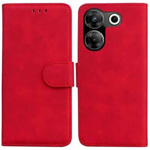 For Tecno Camon 20 Pro 4G / 20 Skin Feel Pure Color Flip Leather Phone Case(Red)