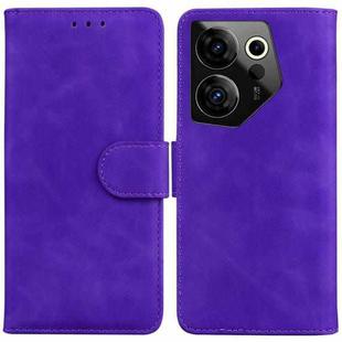 For Tecno Camon 20 Premier 5G Skin Feel Pure Color Flip Leather Phone Case(Purple)