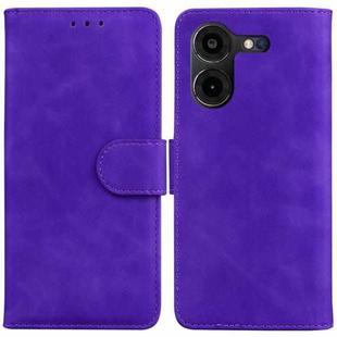 For Tecno Pova 5 Pro Skin Feel Pure Color Flip Leather Phone Case(Purple)