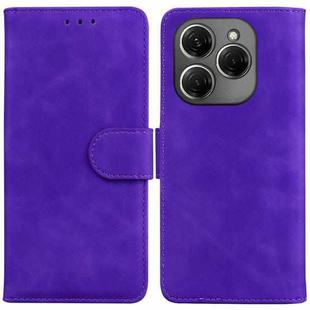 For Tecno Spark 20 Pro Skin Feel Pure Color Flip Leather Phone Case(Purple)