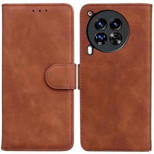 For Tecno Camon 30 Premier 5G Skin Feel Pure Color Flip Leather Phone Case(Brown)