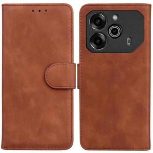 For Tecno Pova 6 5G / 6 Pro 5G Skin Feel Pure Color Flip Leather Phone Case(Brown)