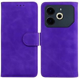 For Tecno Pova 6 Neo Skin Feel Pure Color Flip Leather Phone Case(Purple)