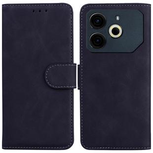 For Tecno Pova 6 Neo Skin Feel Pure Color Flip Leather Phone Case(Black)